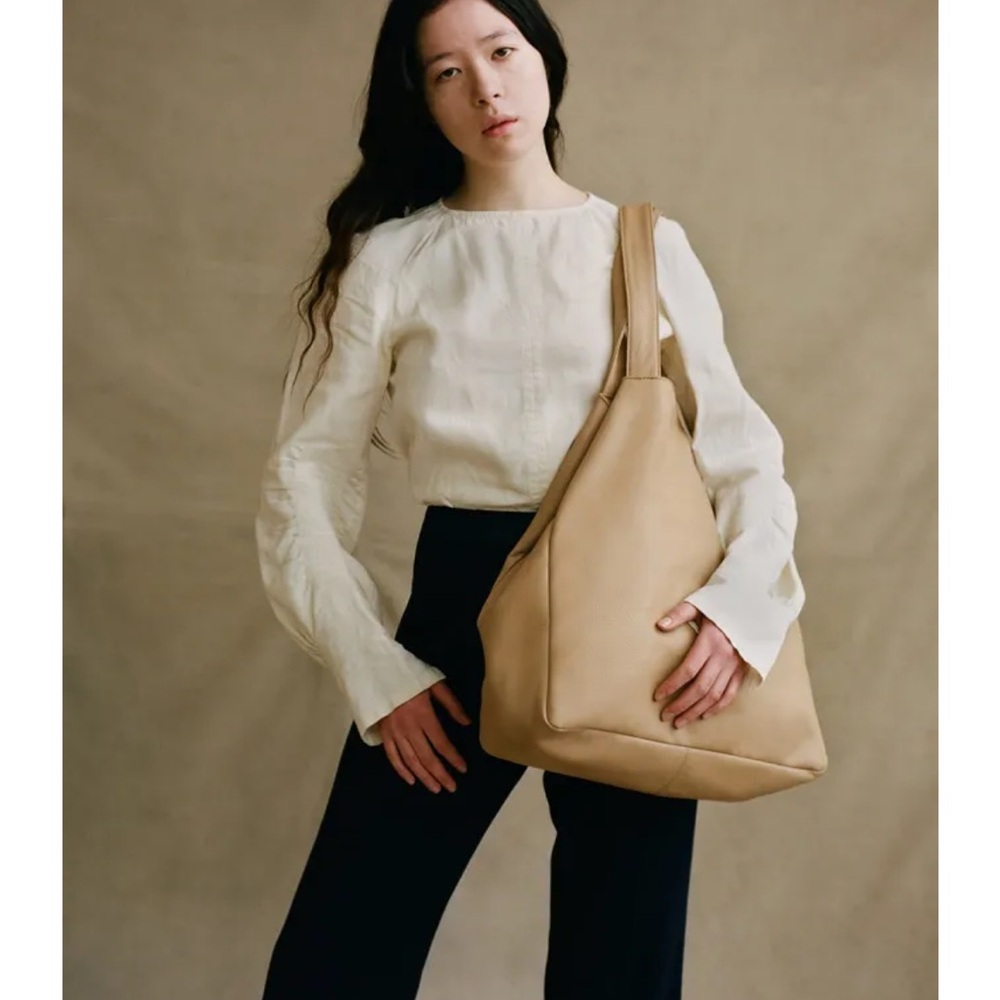 Minimalist Beige Tote Bag - Women's Shoulder Bag - Picture 2 of 5